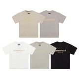 Fog Essentials T Shirts Spring/Summer FOG Season 9 Double Line Flocking Letter V-Neck Short Sleeves