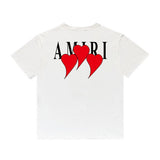 Amiri T Shirt Red Heart Printing Casual round Neck Short Sleeves T-shirt