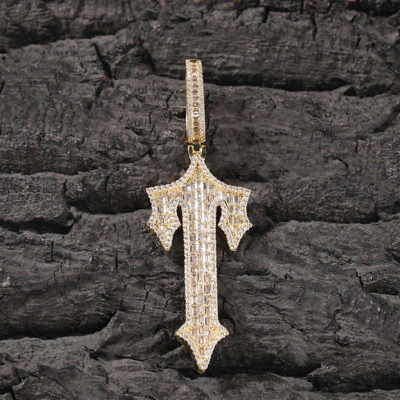 Jewelry Hip Hop T Letter Pendant Gold Set T Square Zircon Necklace Armament Crosses Egypt Pieces St. Valentine's