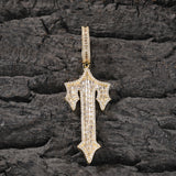 Jewelry Hip Hop T Letter Pendant Gold Set T Square Zircon Necklace Armament Crosses Egypt Pieces St. Valentine's
