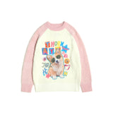 Women Sweater Animal Color Matching Sweater Retro Loose All-Match