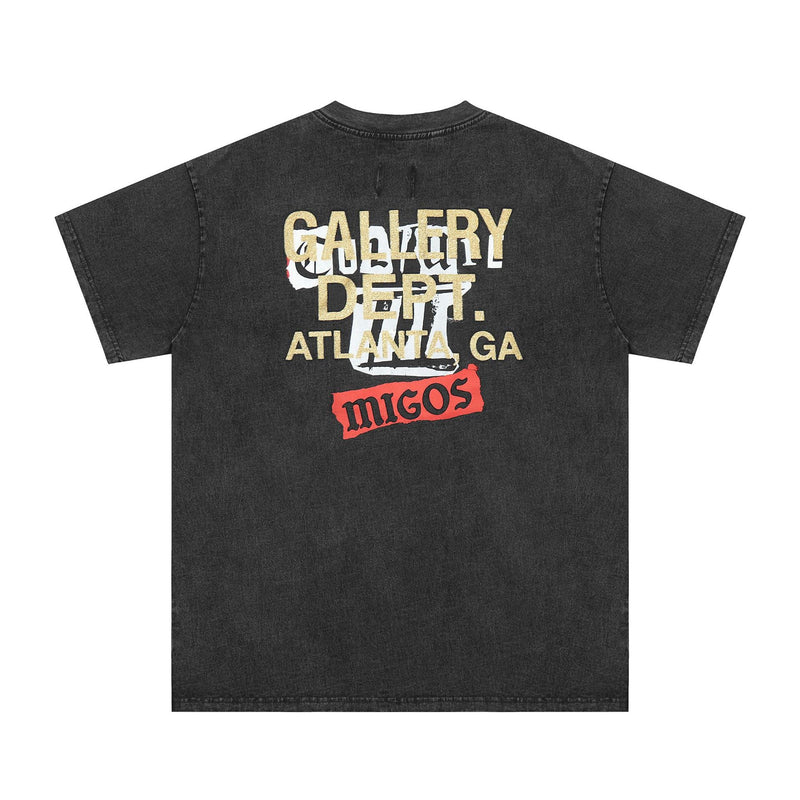 Gallery Dept T Shirts Fashion Short Sleeve Gallery Dept Washed Old High Street T-shirt BF Loose