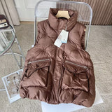 Women Cotton Coat down Jacket Vest Loose Lapel