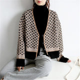 Women Knitted Cardigan Loose Cropped Sweater