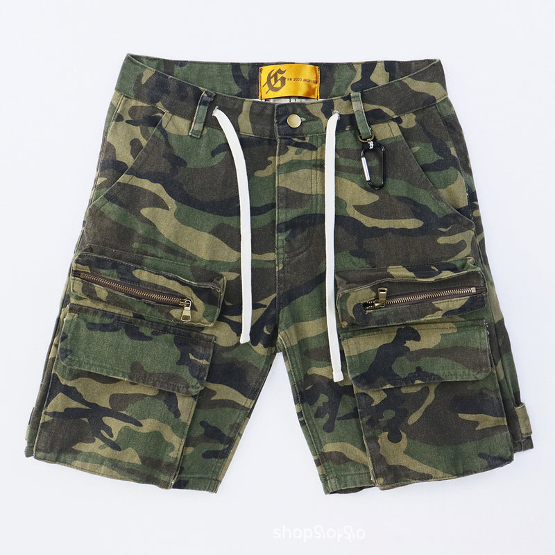 Godspeed Shorts Summer GOD Camo Overalls Denim Shorts
