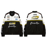 Women Jackets Vintage Heavy Embroidered Racing Suit Jacket