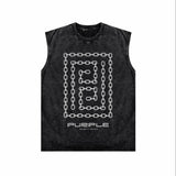 Purple Brand Distressed Tank T Shirts Distressed Sleeveless T-shirt Vest