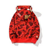 Ape Hoodie Gold Shark Double Hat Camouflage