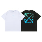 Off White T Shirts OW gradual change Arrow Pattern Crew Neck Pullover Short Sleeve