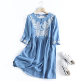 Women Dresses Loose Comfortable Denim Shirt Dress