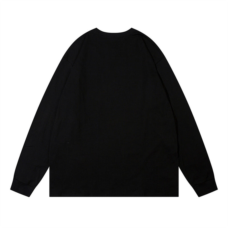 Men Long Sleeve T-shirt Graffiti Printing Chain Decoration