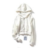 Women Hoodie Short Sexy Solid Color Simple