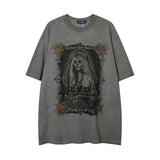 Men T-Shirt Distressed Loose Portrait Printing