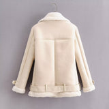 Women Cotton Coat Imitation Lamb Wool Warm Leather Coat