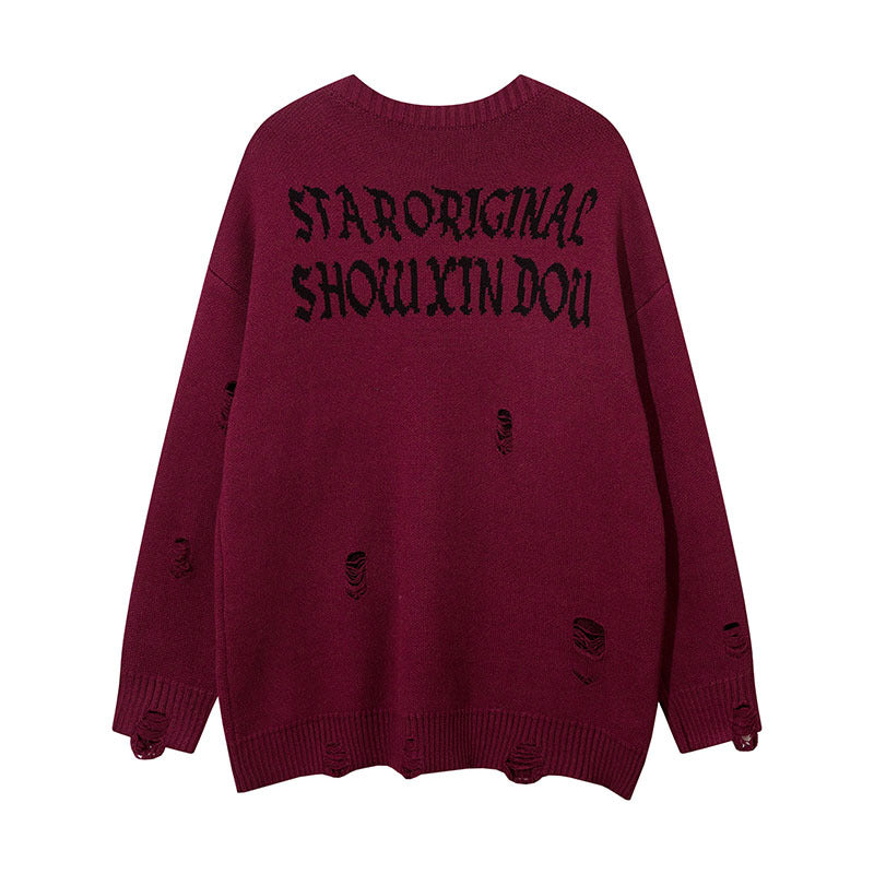 Women Sweater Ripped Knitted Idle Style