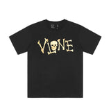 Vlone T Shirts Skull Bones Large V Printed Short Sleeve T-shirt Men and Women Couple Hip Hop Half Sleeve