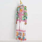 Bohemian Dress Lantern Sleeve Lace Trim Dress