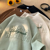 Men T Shirt Heavy Suede Summer Retro Easy Matching