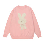 Men Sweater Embroidered Rabbit Sweater Loose