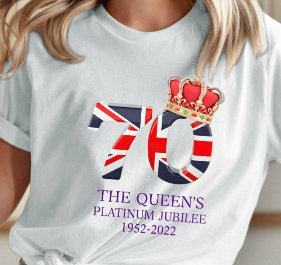 Inspired by Queen's Platinum Jubilee 2022 Elizabeth 70 Years T-Shirt Printed Crew Neck Top
