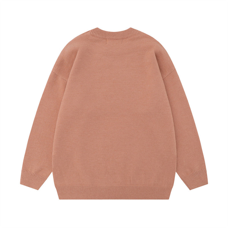 Men Sweater Flocking Brocade Sweater Loose