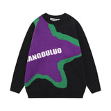 Men Sweater Five-Pointed Star round Neck Sweater Loose Casual