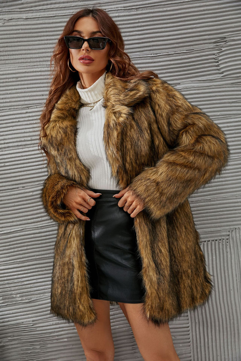 Women Fur Jacket Plush Thermal Long Coat