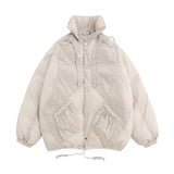 Men Coat Stand Collar Pure Color Thickened Bread Coat Jacket