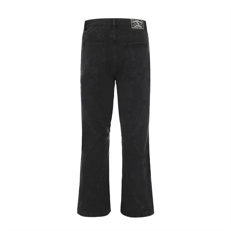 Men Jeans Zipper Decorations Bell-Bottom Pants Stitching