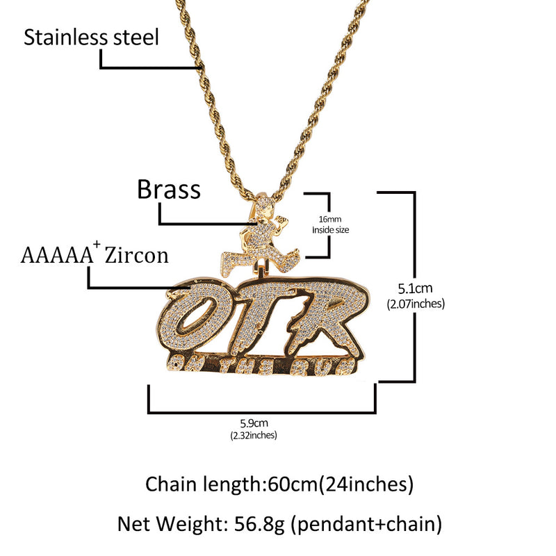 Jewelry OTR letter pendant hiphop fashion micro zircon Alphabet Pieces Spectrum St. Valentine's