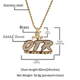 Jewelry OTR letter pendant hiphop fashion micro zircon Alphabet Pieces Spectrum St. Valentine's