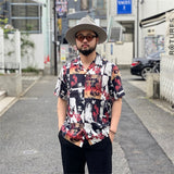 GUILTYPARTIES TIGER Shirts Joint Japanese Basquiat Graffiti Short Sleeve Flower Shirt