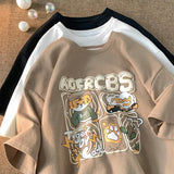 Men T Shirt Summer Loose Cotton Heavy All-Match American Retro