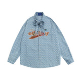 Men Long Sleeve T Shirt Men's Cartoon Animal Bowknot Shirt Cardigan Outerwear