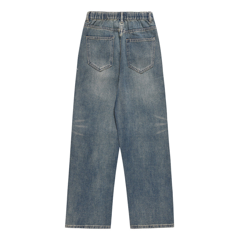 Men Jeans Splash-Ink Loose Casual Drawstring