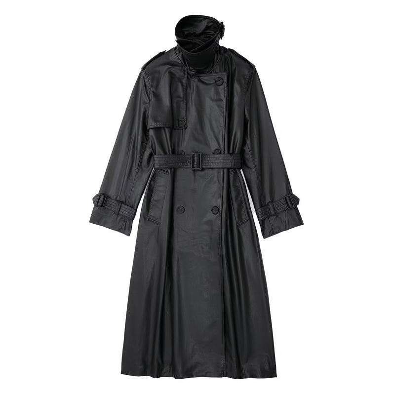 Women Trench Coat Leather Coat Loose