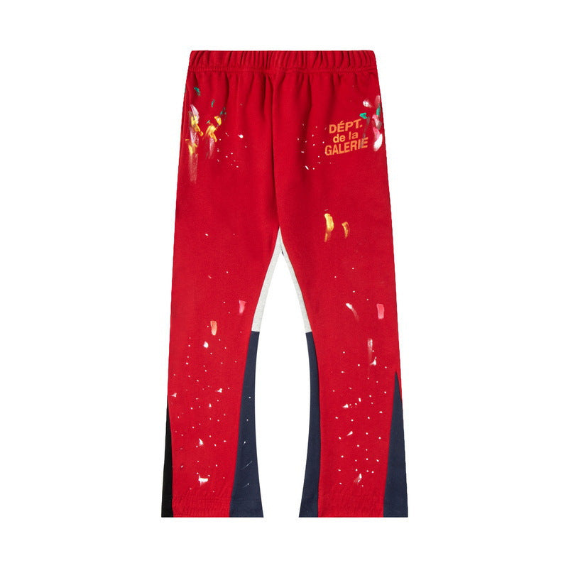 Gallery Dept Flared Trousers Hand-Painted Paint-Splashing Style Graffiti Color Matching Casual