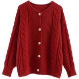 Women Knitted Cardigan Loose Retro Sweater
