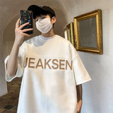 Men T Shirt Suede Summer Heavy All-Match Retro