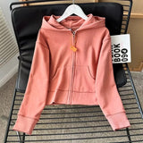 Women Hoodie Loose Solid Color Simple