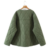Women Cotton Coat Diamond Lattice Loose Fashion Casual