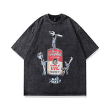 Men T-Shirt Bear Print Distressed Oversize