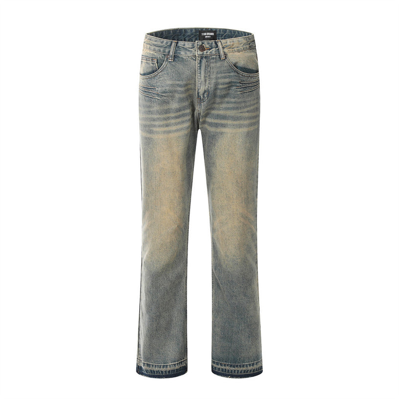 Men Jeans Yellow Ripped Distressed Casual
