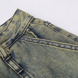 Men Jeans White Stitching Loose
