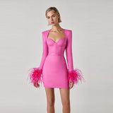 Women Dress Ostrich Hair Dress Gown