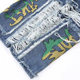 Men Jeans Hole Embroidery Personalized Punk