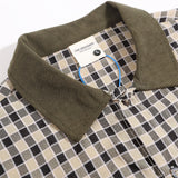 Men Long Sleeved T Shirt Retro Plaid Long Sleeve Shirt Men's Embroidery Loose Shirt Coat Spring and Autumn