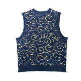 Kapital T Shirt Pingtian Hehong Vintage Sweater Outer Knitted Vest Tang Pattern Sleeveless