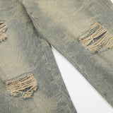 Men Jeans Ripped Retro Loose All-Matching