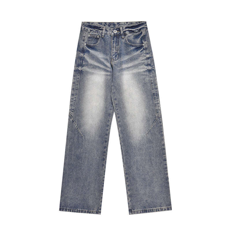 Men Jeans Worn White Old Casual Loose